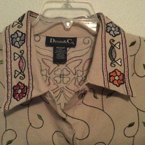 Denim and Company Canvas Embroidered Jacket M